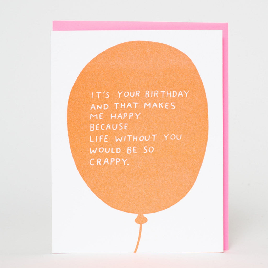 Birthday Balloon Funny Letterpress Greeting Card