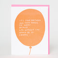 Birthday Balloon Funny Letterpress Greeting Card