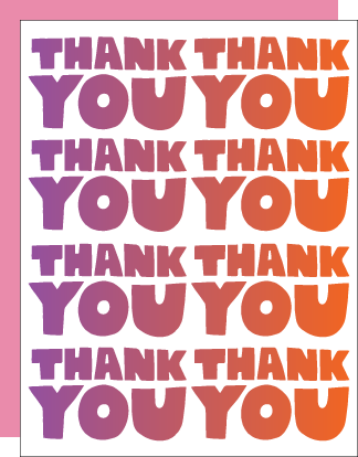 Thank You On Repeat Letterpress Greeting Card