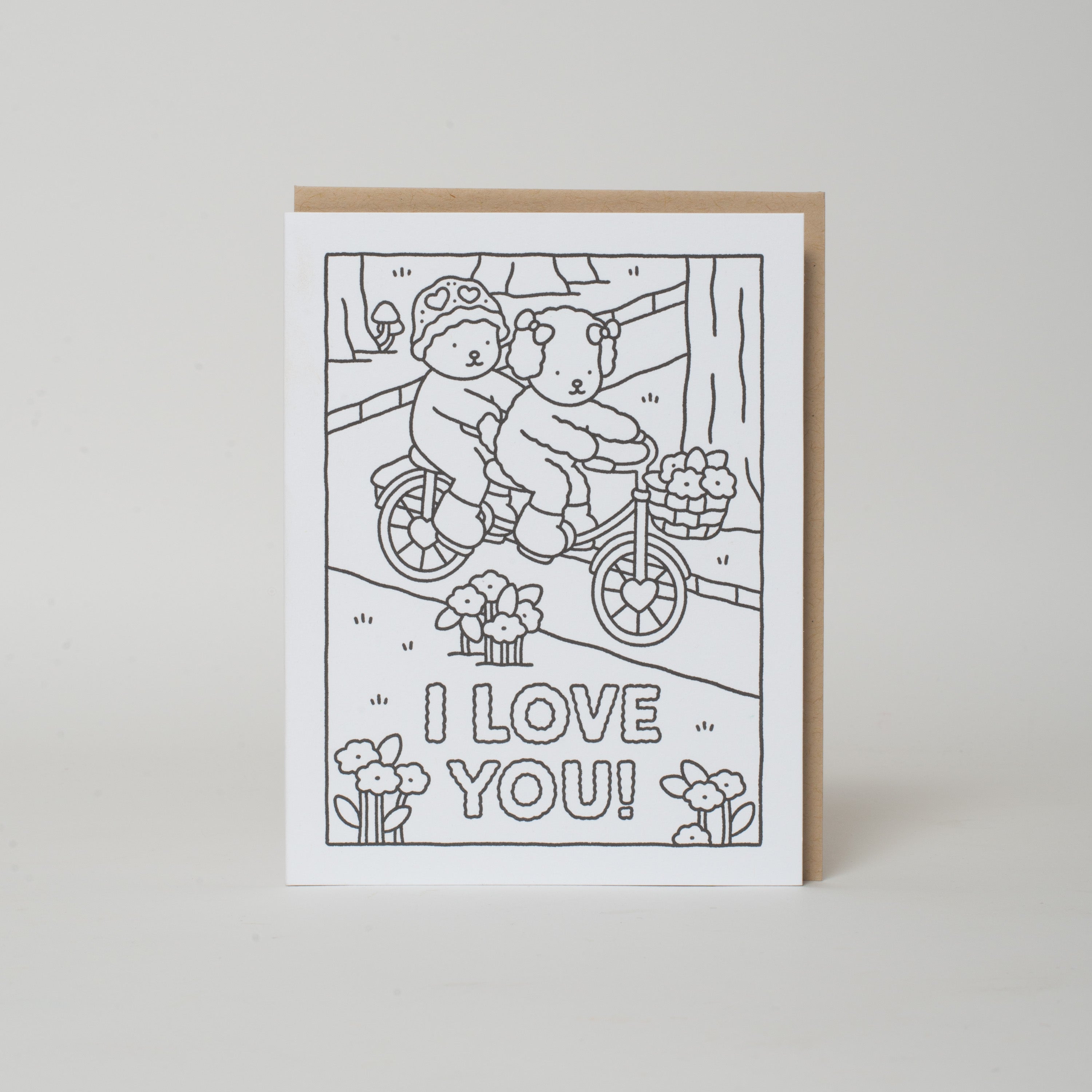 Love You Bike Ride Bobbie Goods Coloring Letterpress Greeting Card