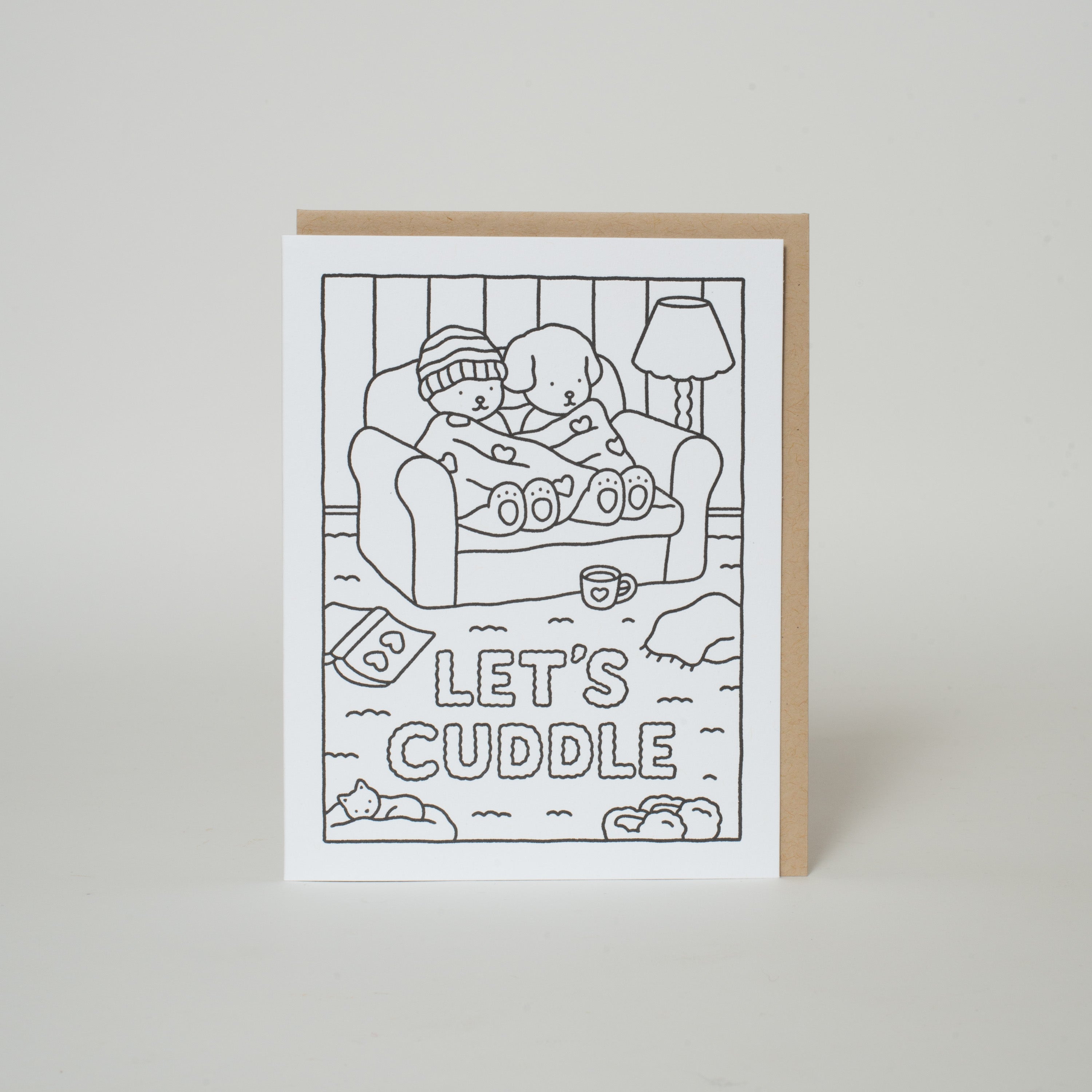 Let's Cuddle Bobbie Goods Coloring Letterpress Greeting Card
