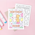 Birthday Hugs DIY Bobbie Goods Coloring Letterpress Greeting Card