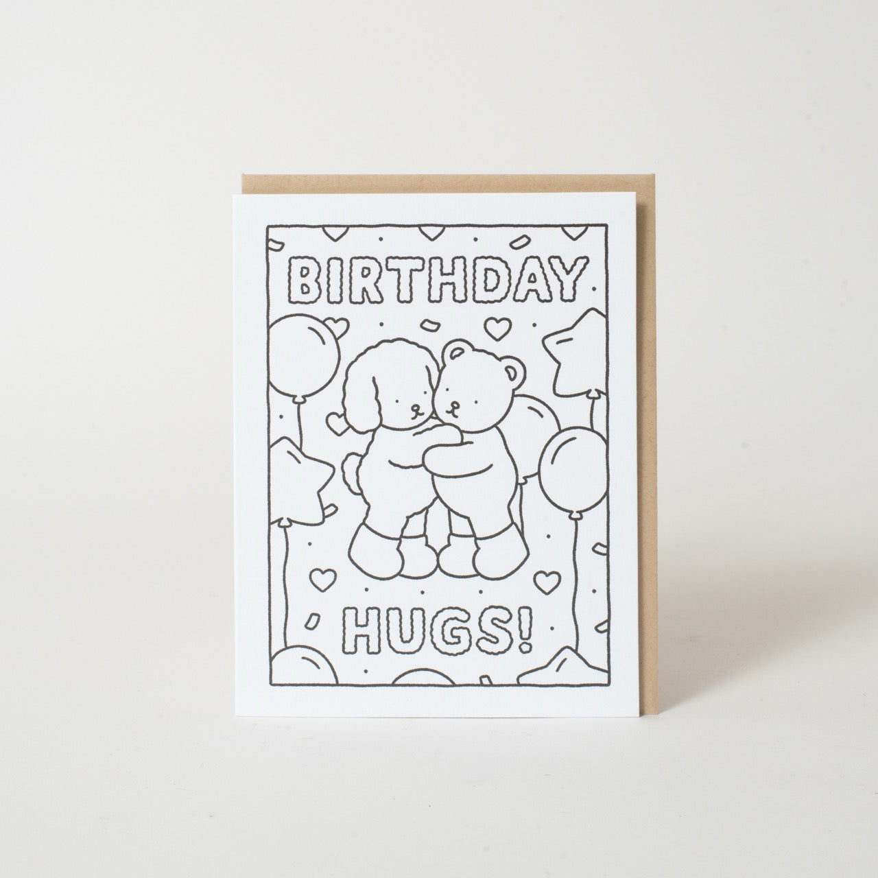 Birthday Hugs DIY Bobbie Goods Coloring Letterpress Greeting Card
