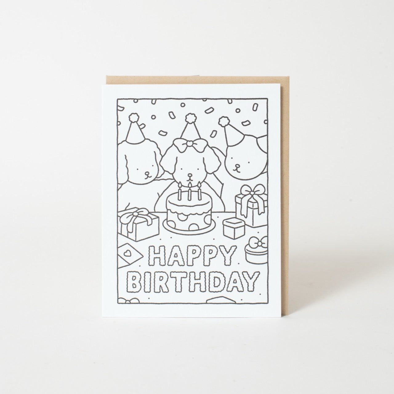 Happy Birthday Cake Party DIY Bobbie Goods Coloring Letterpress Greeting Card