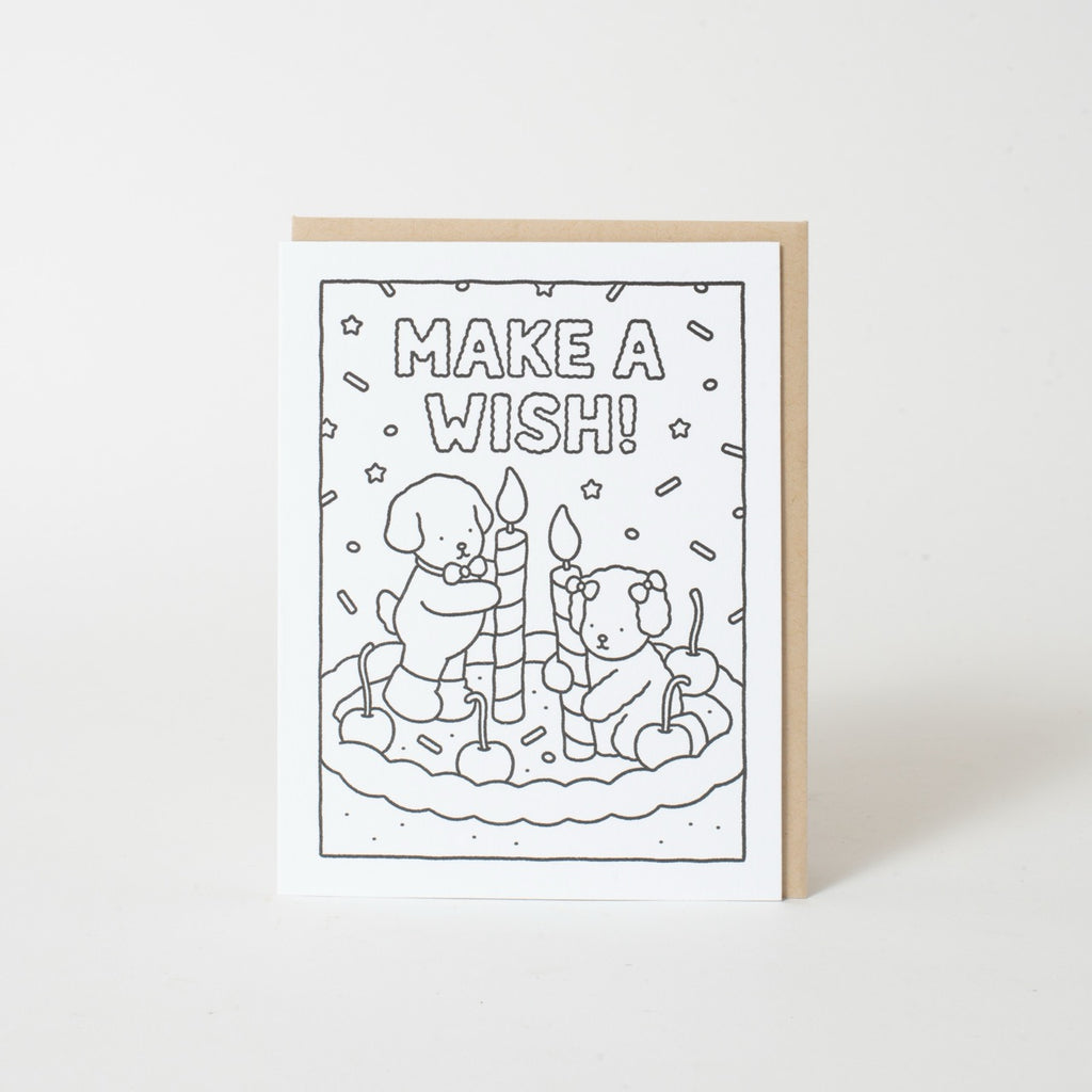 Birthday Wish Puppies DIY Bobbie Goods Coloring Letterpress Greeting Card