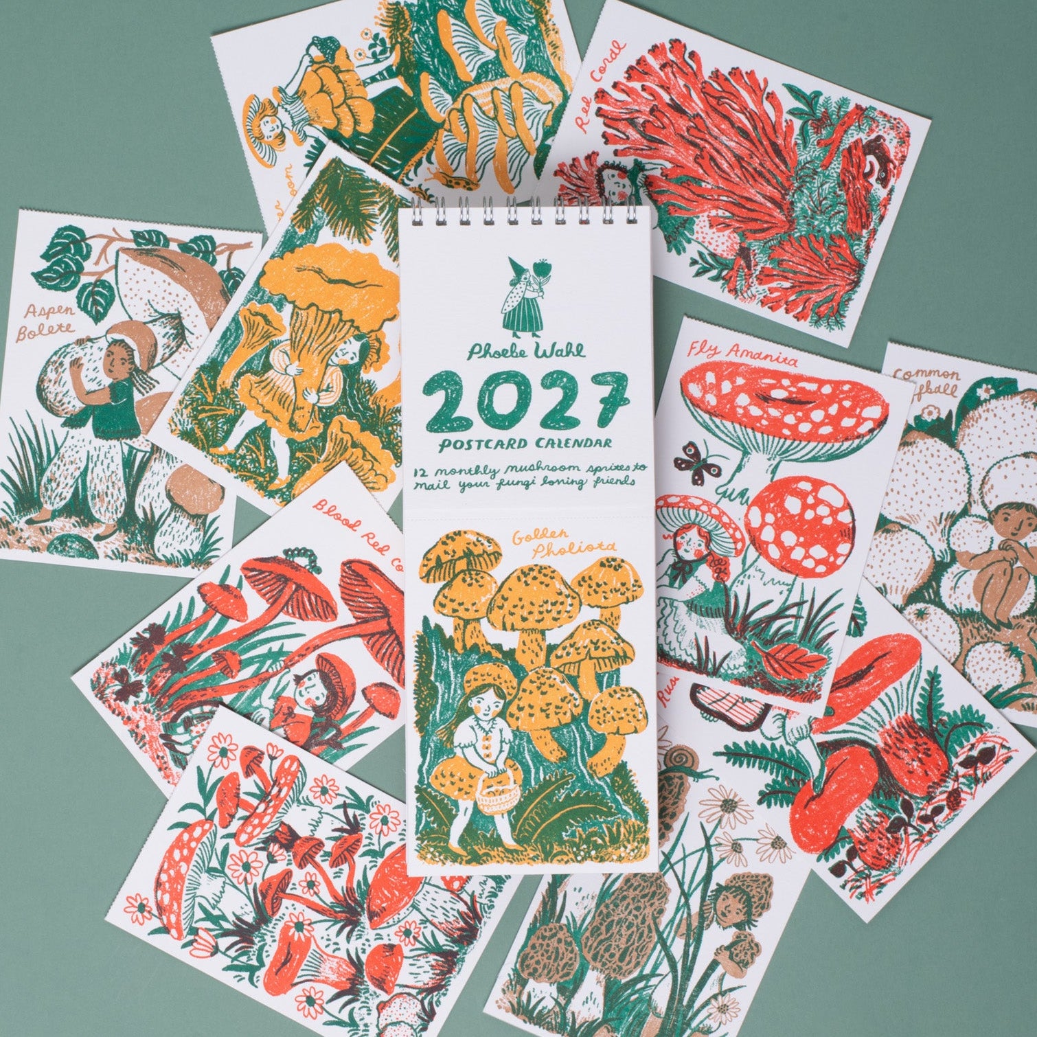 2027 Phoebe Wahl Letterpress Postcard Wall Calendar