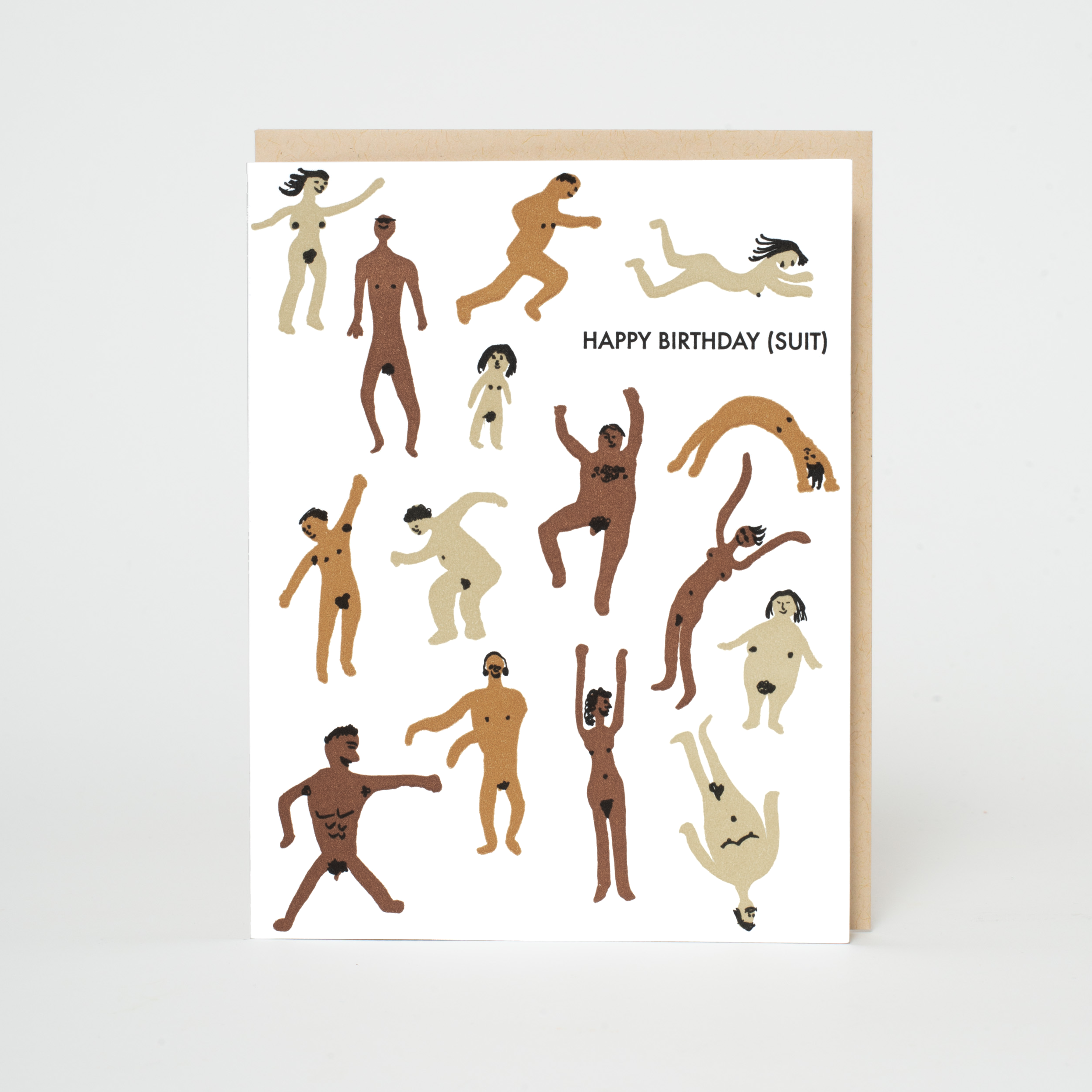 Birthday Suits Funny Nudie Characters Letterpress Greeting Card