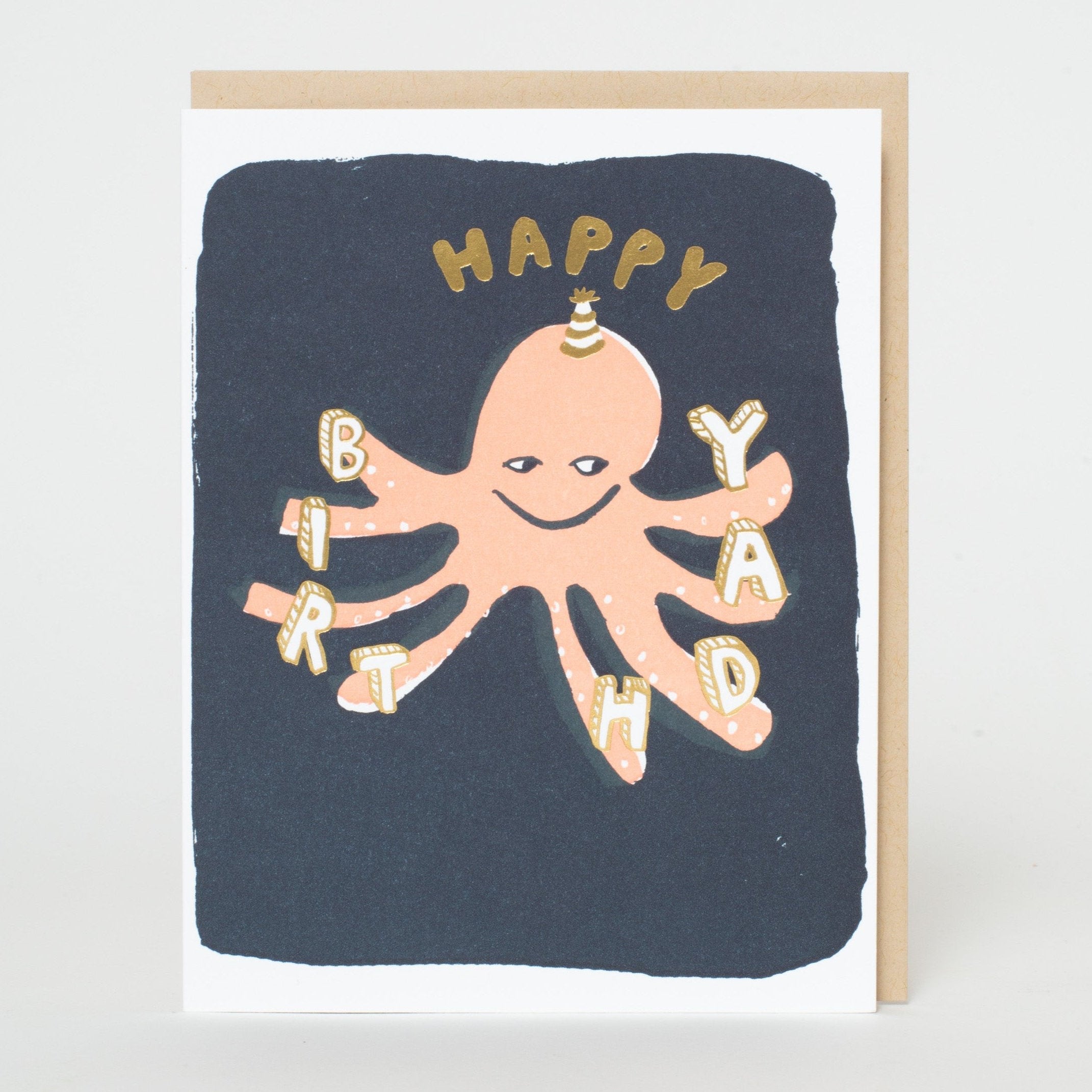 Octopus Birthday Letterpress Greeting Card