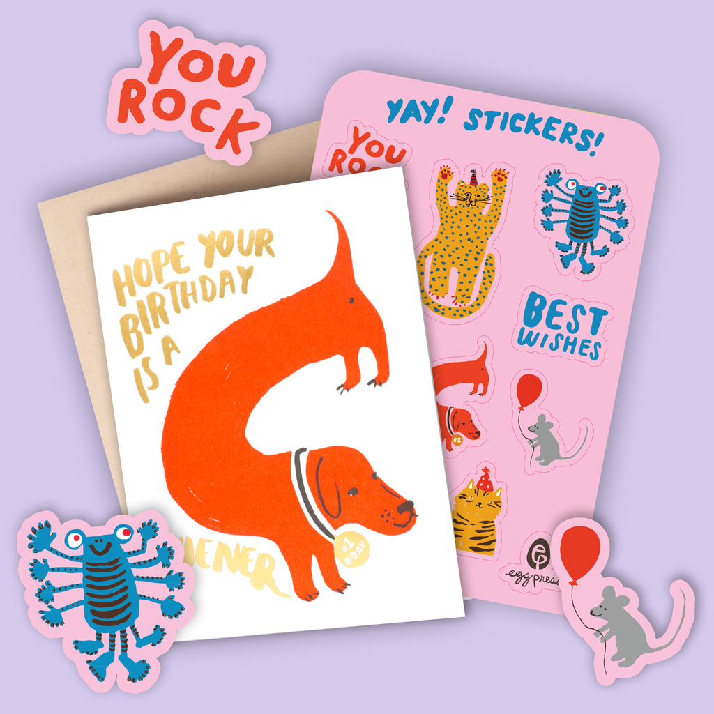 Card & Sticker Sheet Set - Wiener Birthday