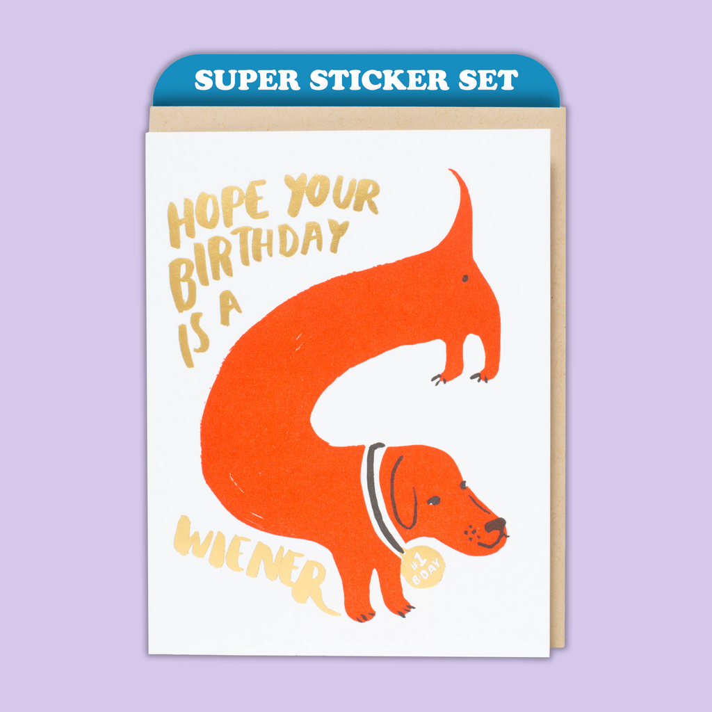 Card & Sticker Sheet Set - Wiener Birthday