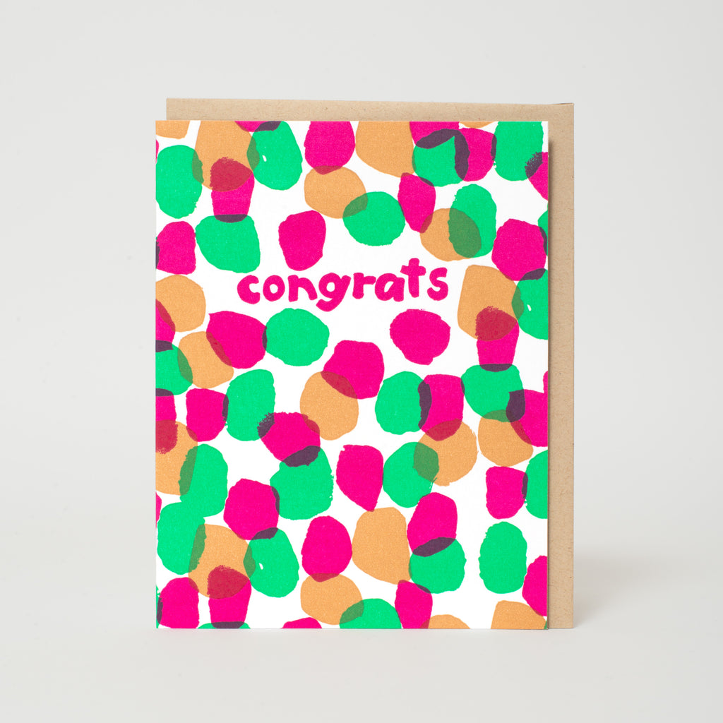 Polka Dots Congratulations Letterpress Greeting Card