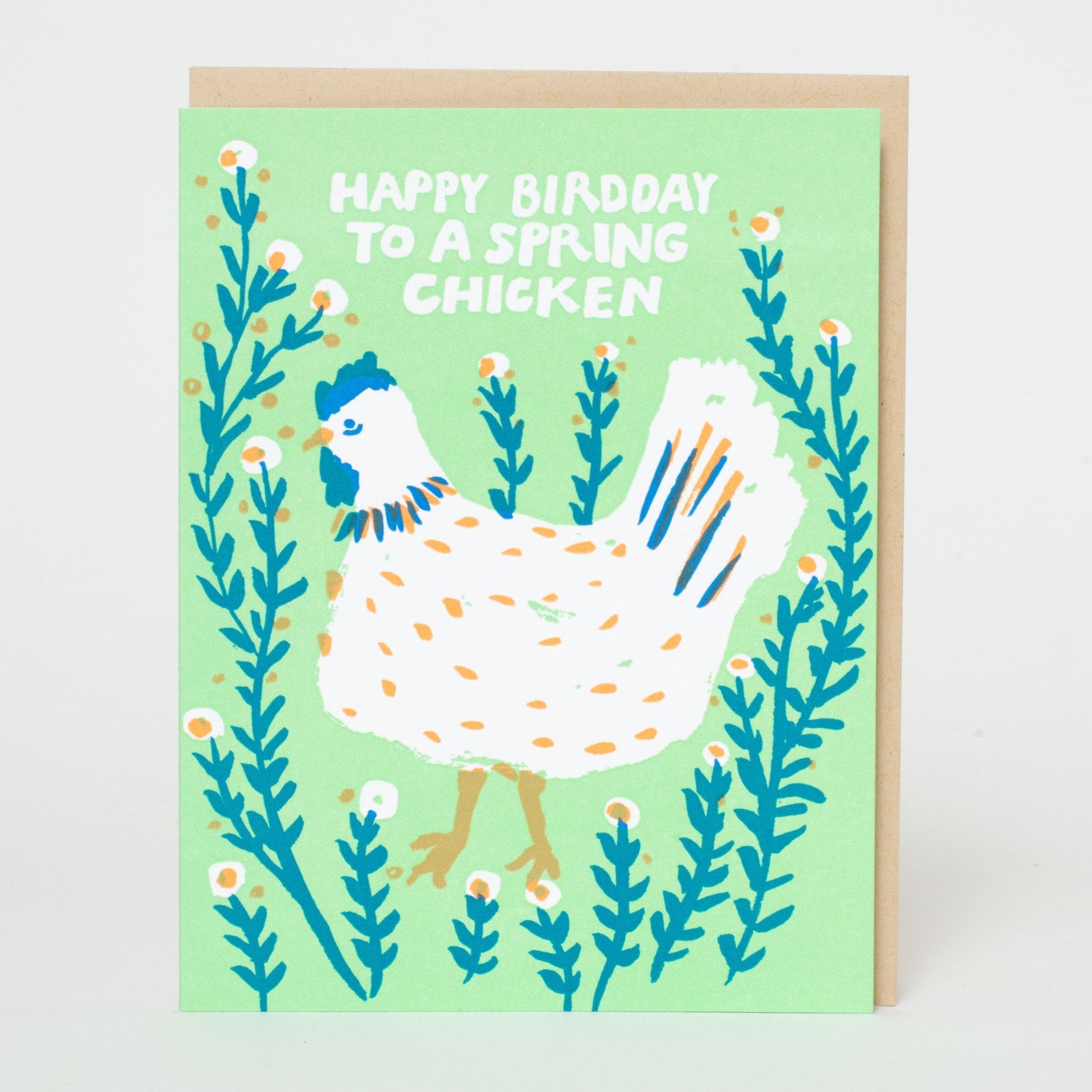 Spring Chicken Birthday Letterpress Greeting Card