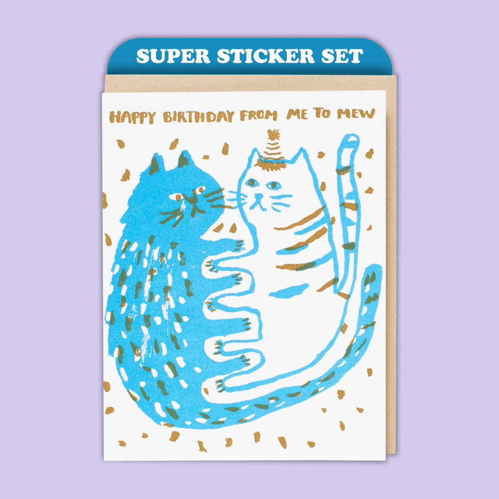 Card & Sticker Sheet Set - Me to Mew Bday