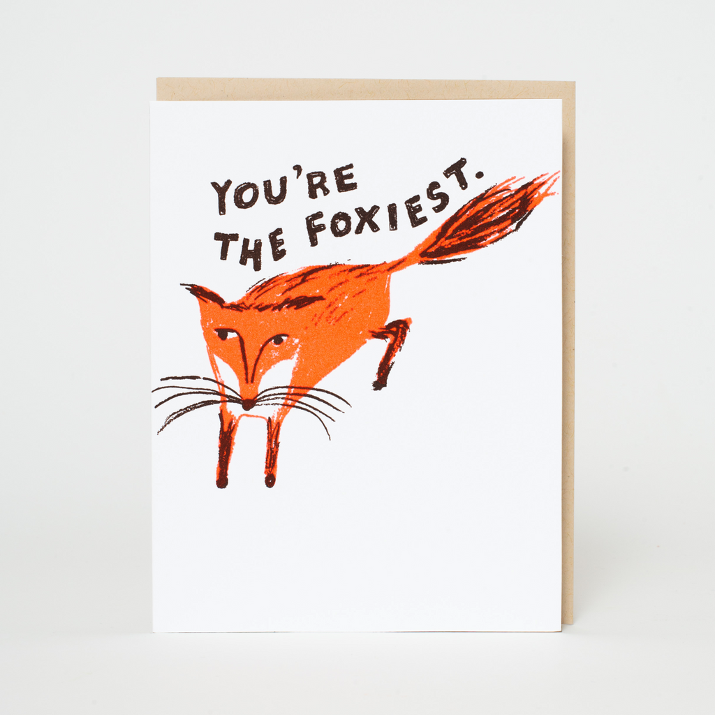 Foxiest Fox Love Letterpress Greeting Card