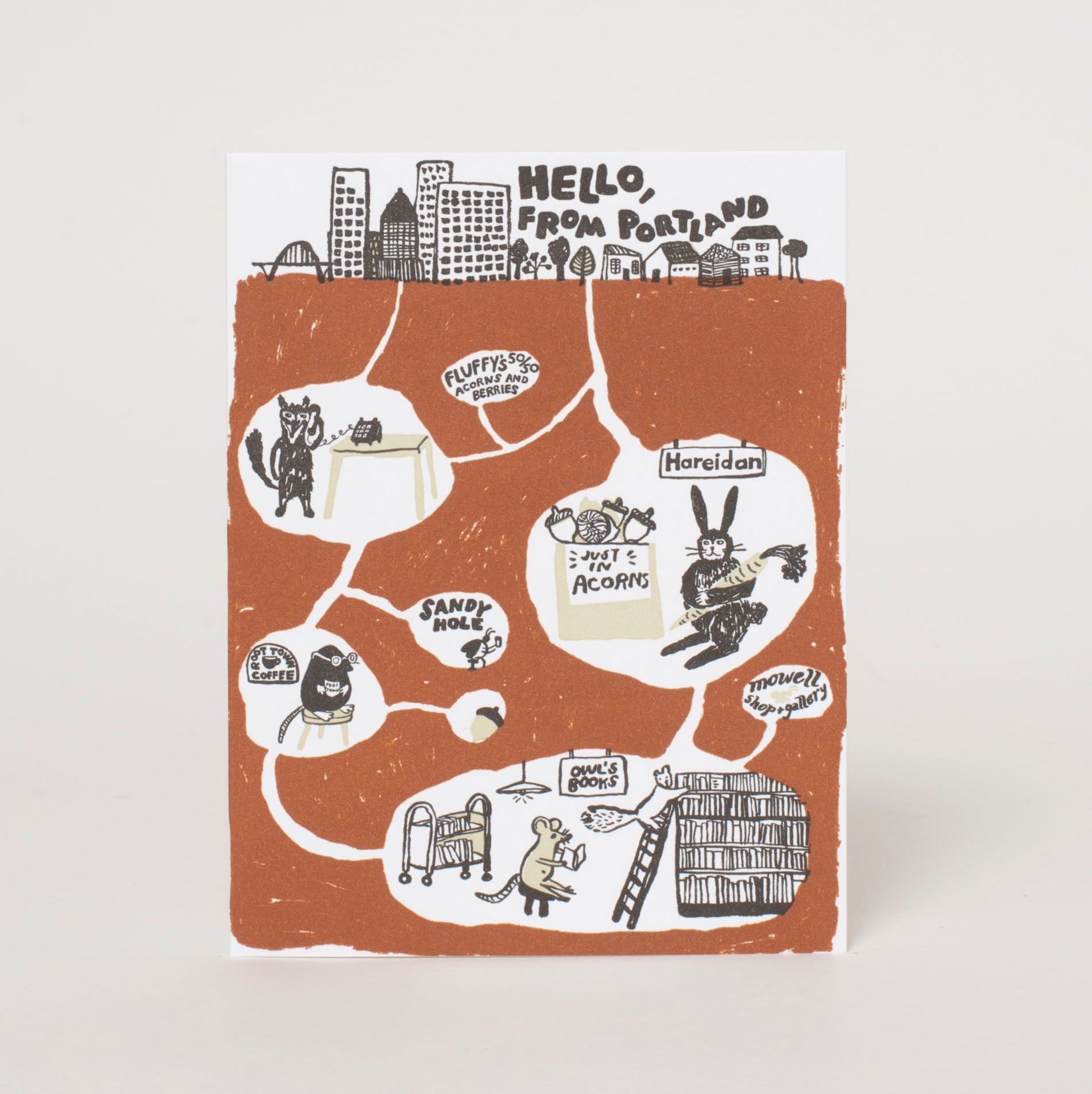 Hello From Portland Underground Letterpress Greeting Card