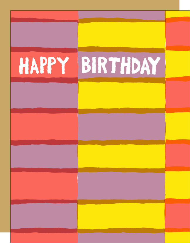 Fruit Stripe Birthday Letterpress Greeting Card