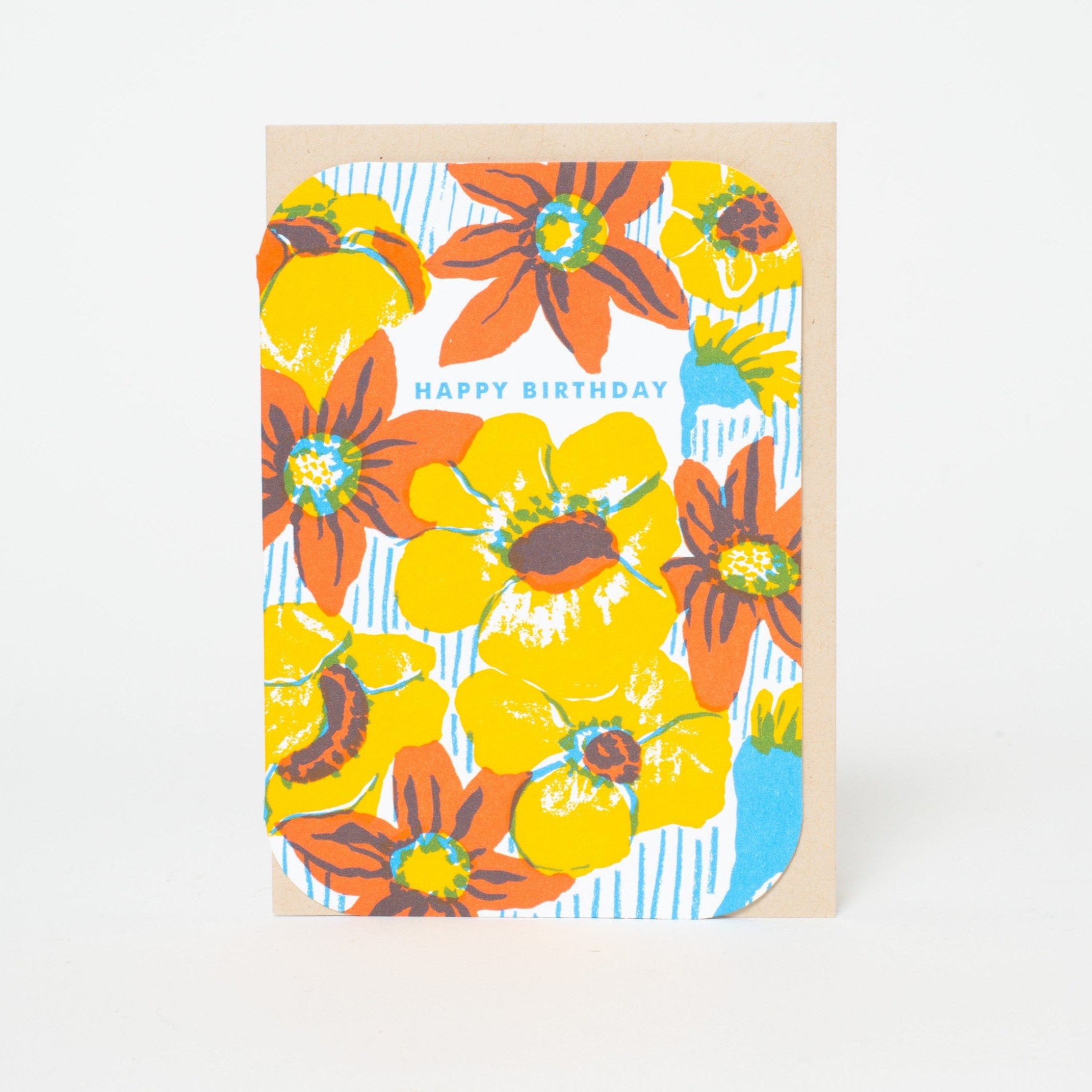 Bold Flower Birthday Letterpress Greeting Card