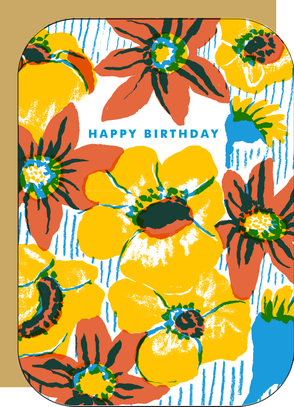 Bold Flower Birthday Letterpress Greeting Card