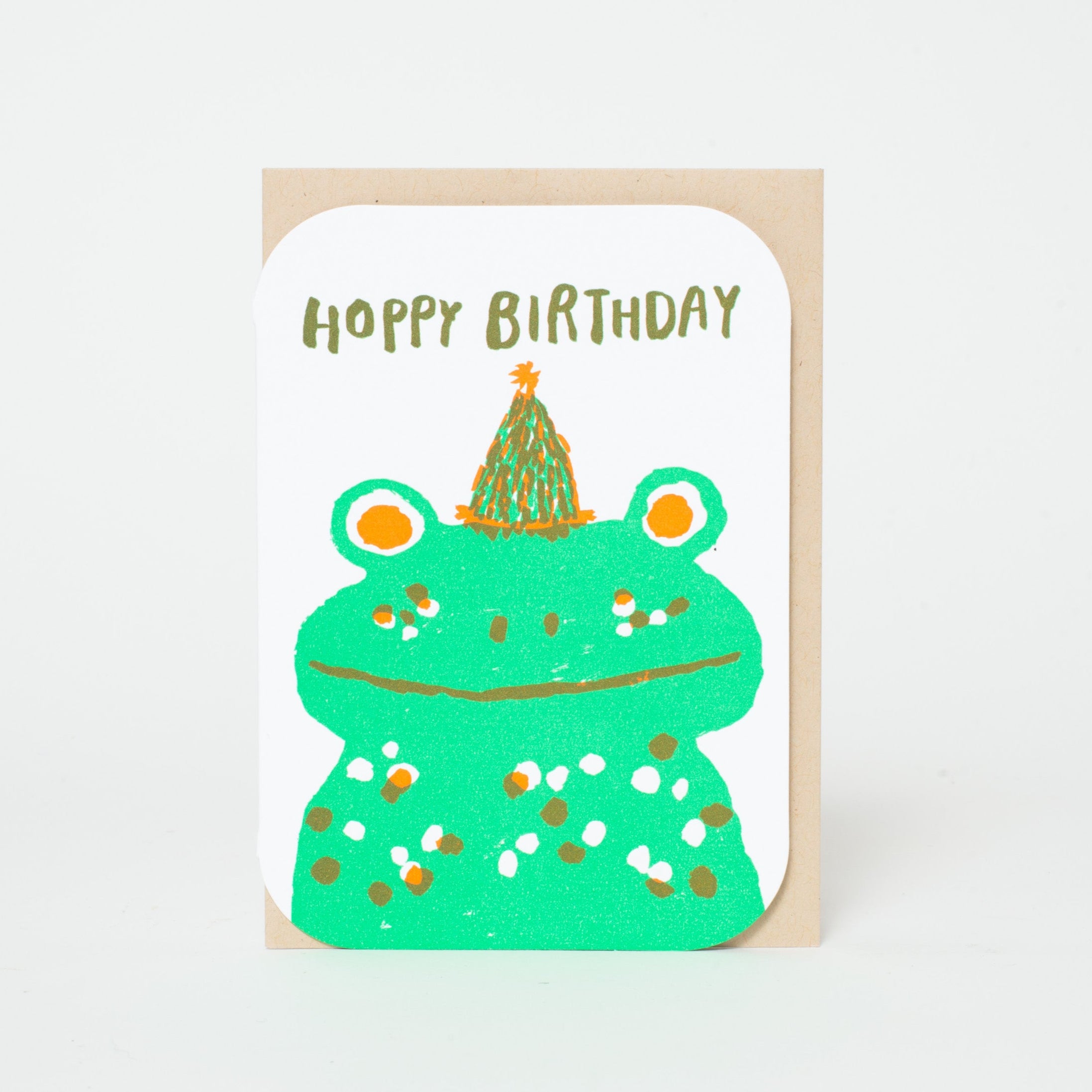Hoppy Birthday Frog Letterpress Greeting Card