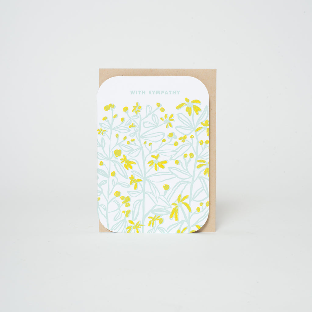 Vine Floral Sympathy Letterpress Greeting Card