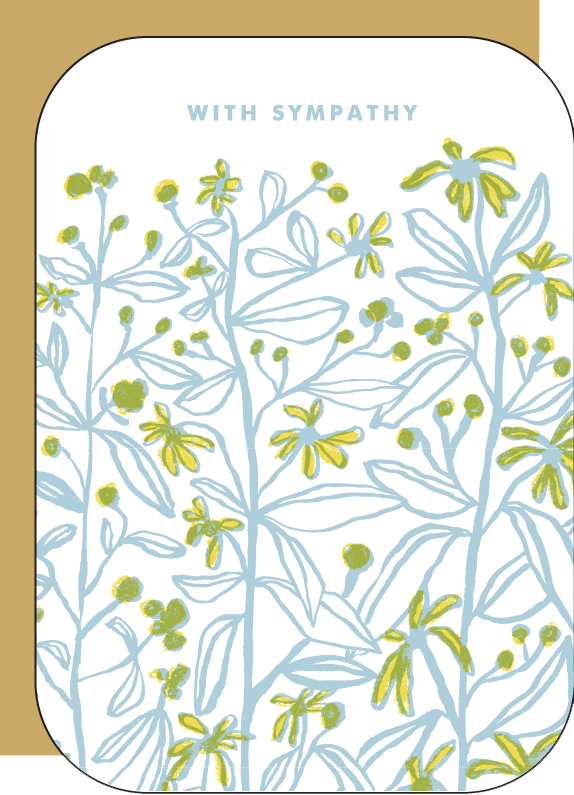 Vine Floral Sympathy Letterpress Greeting Card