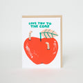 Love You to the Core Apple Letterpress Greeting Card