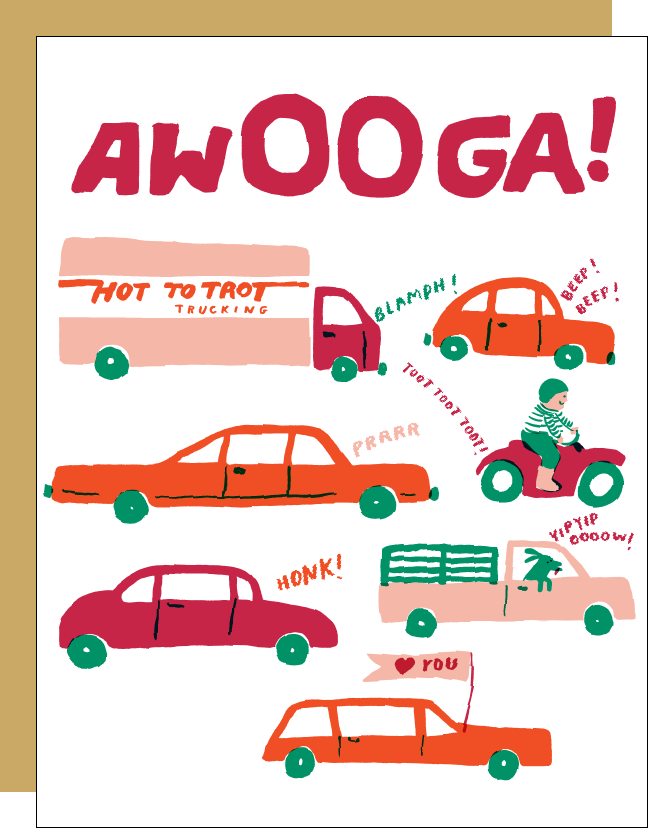 Awooga Car Traffic Love Letterpress Greeting Card