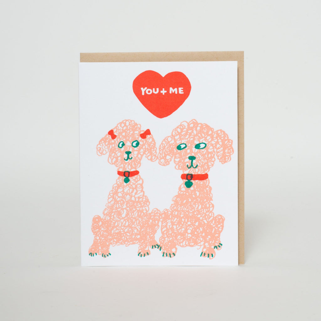 Poodles Love Letterpress Greeting Card