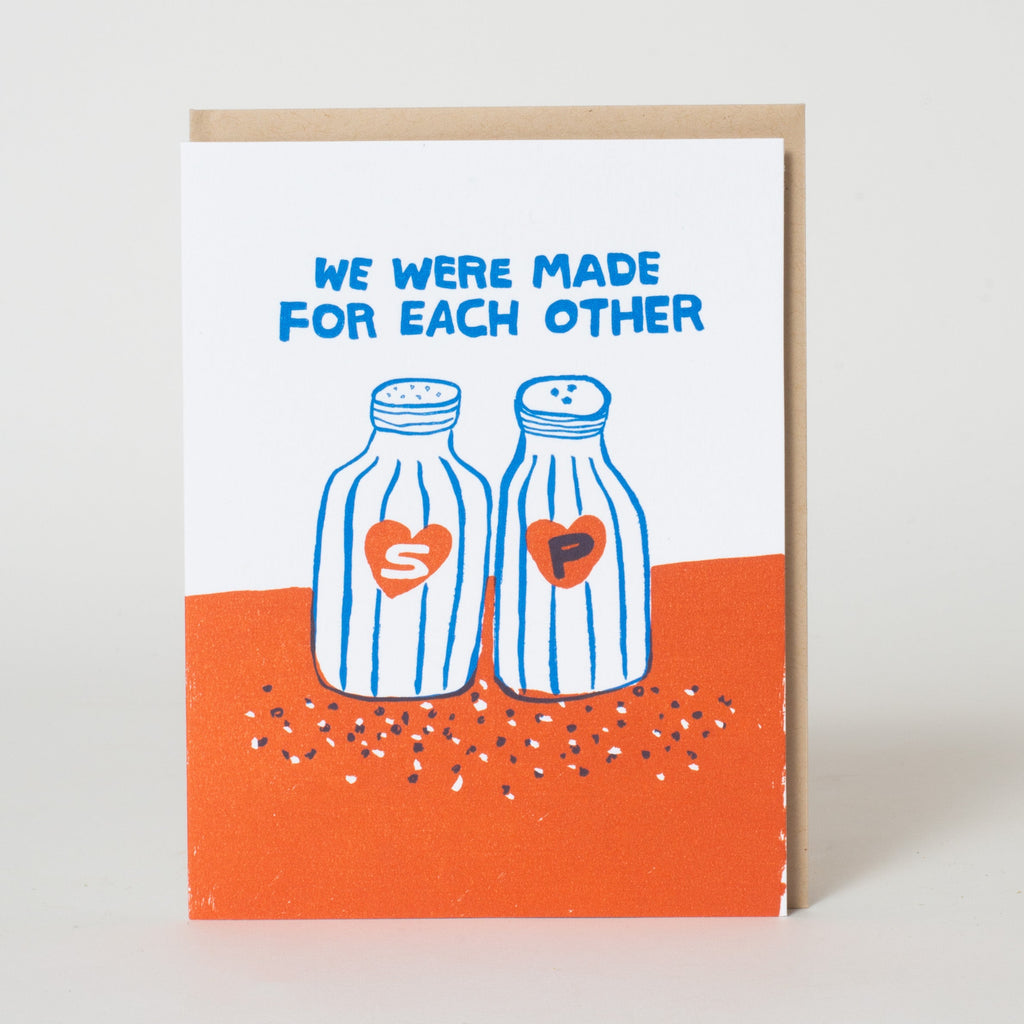 Salt & Pepper Made for Each Other Letterpress Greeting Card