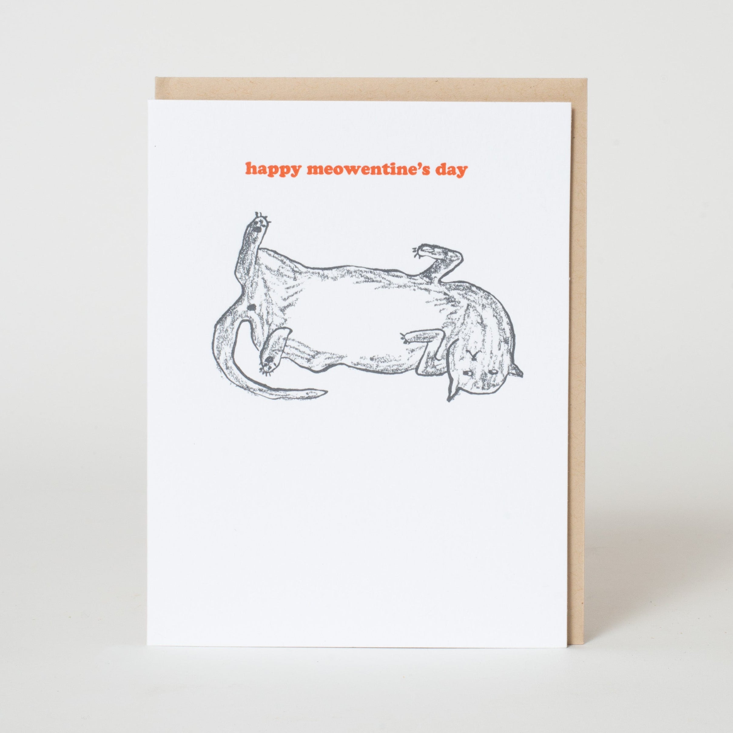 Cat Valentine's Day Letterpress Greeting Card