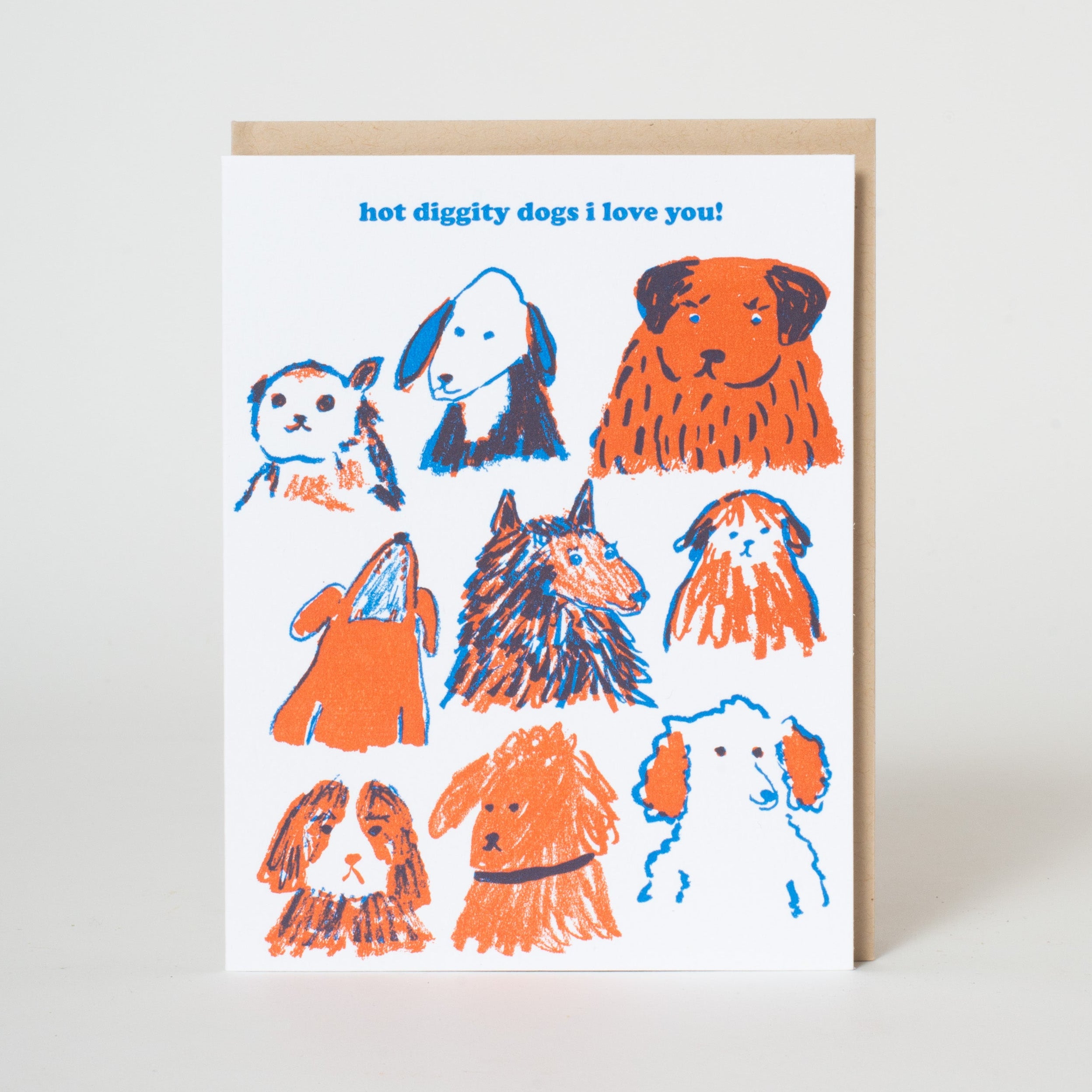 Hot Dog Love You Letterpress Greeting Card