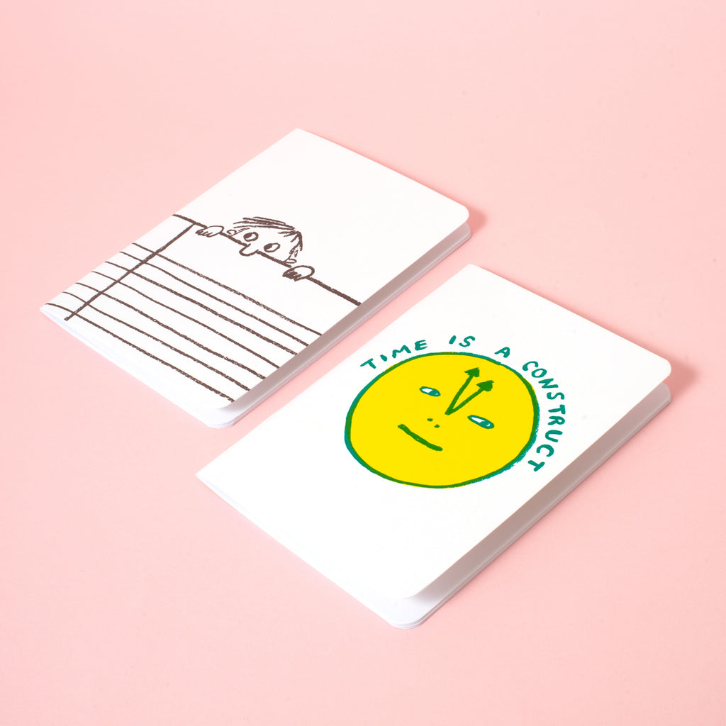 B6 Softcover Blank Notebook 2-Pack: Time Is A Construct & Nosy Guy