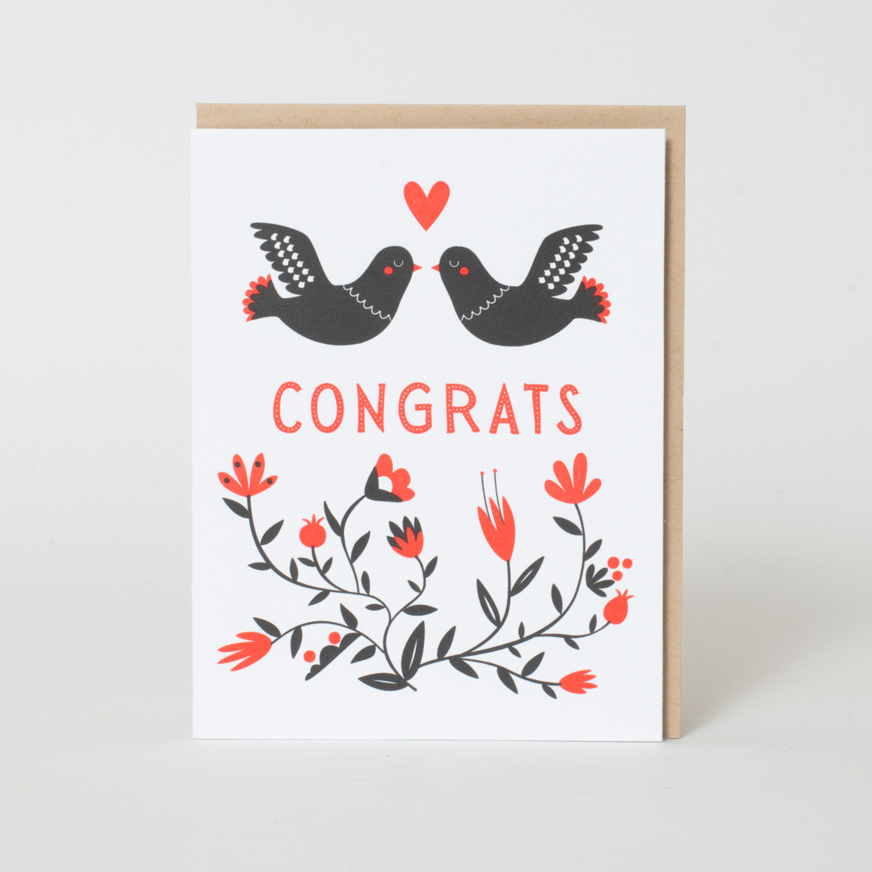 Wedding Congratulations Doves Letterpress Greeting Card