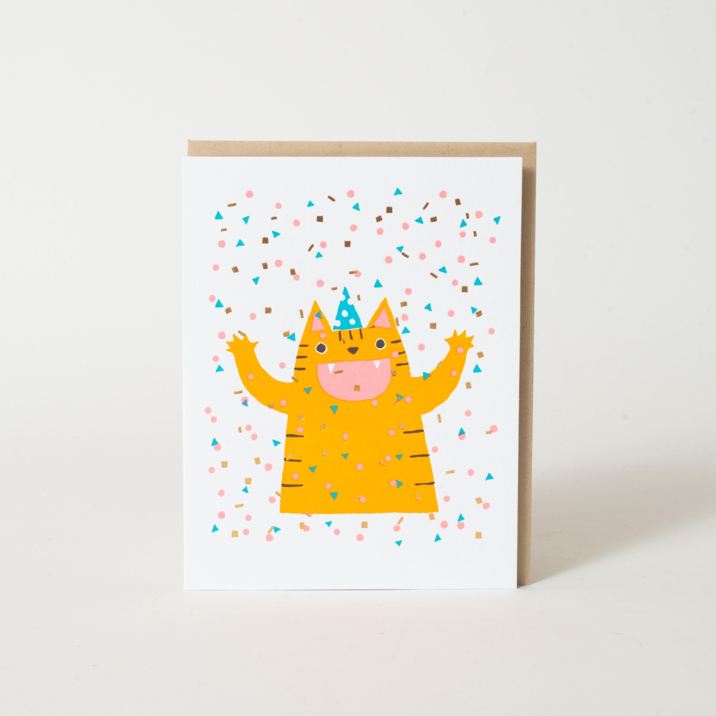 Cat Confetti Birthday Letterpress Greeting Card