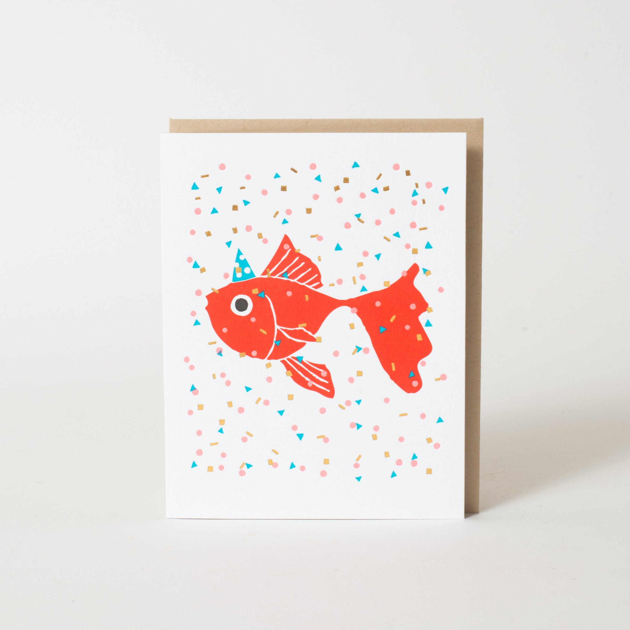 Goldfish Confetti Birthday Letterpress Greeting Card