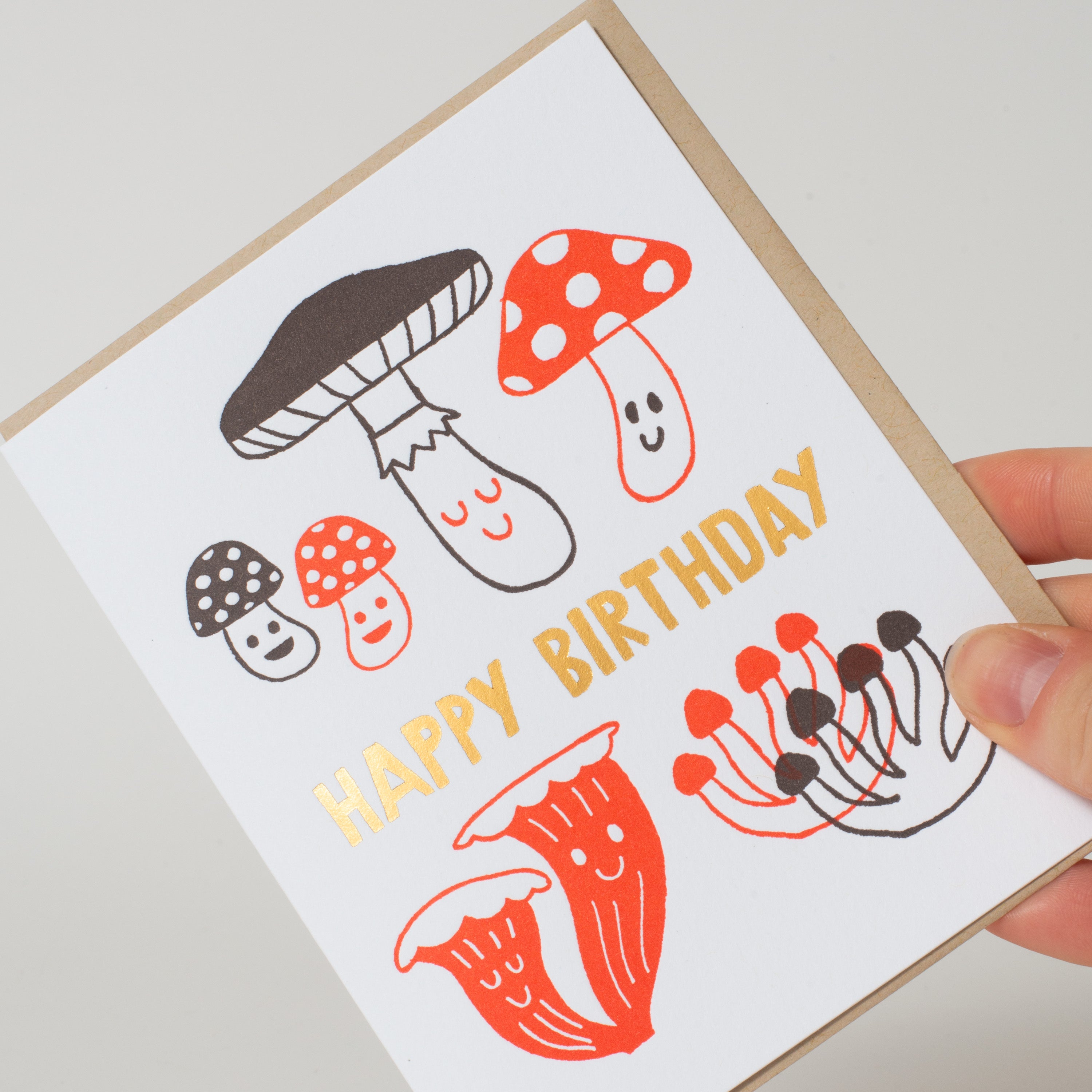 Mushroom Birthday Letterpress Greeting Card