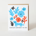 Happiest Birthday Cat Letterpress Greeting Card