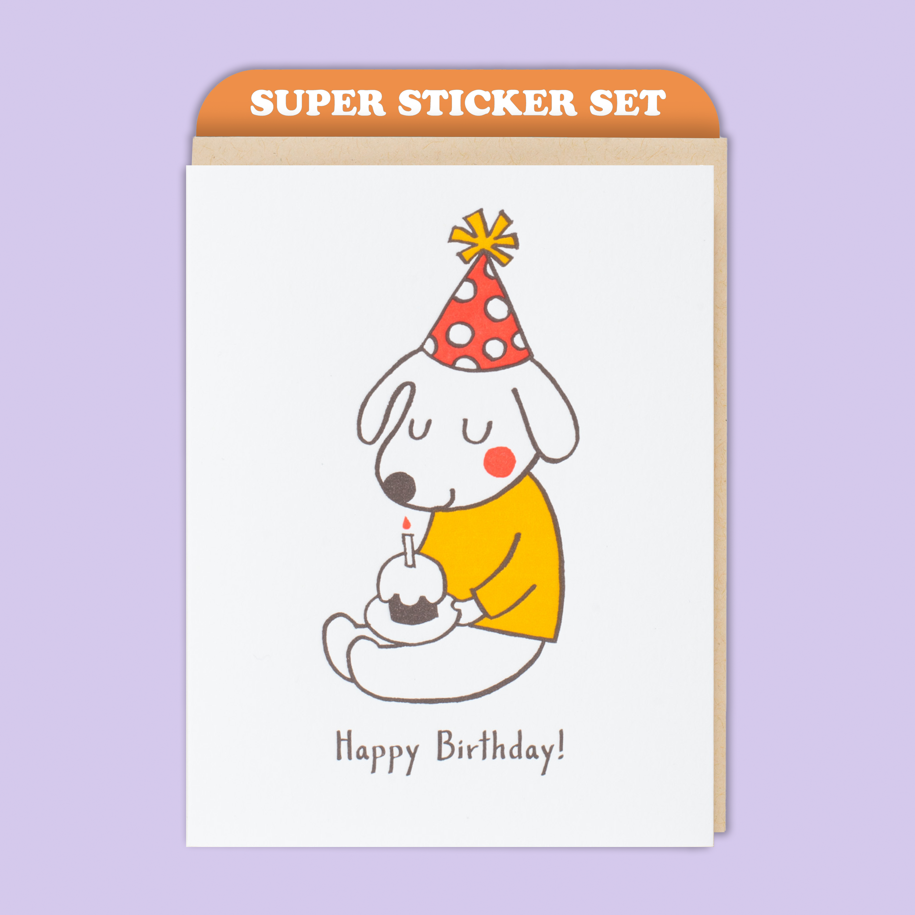 Card & Sticker Sheet Set - Birthday Dog