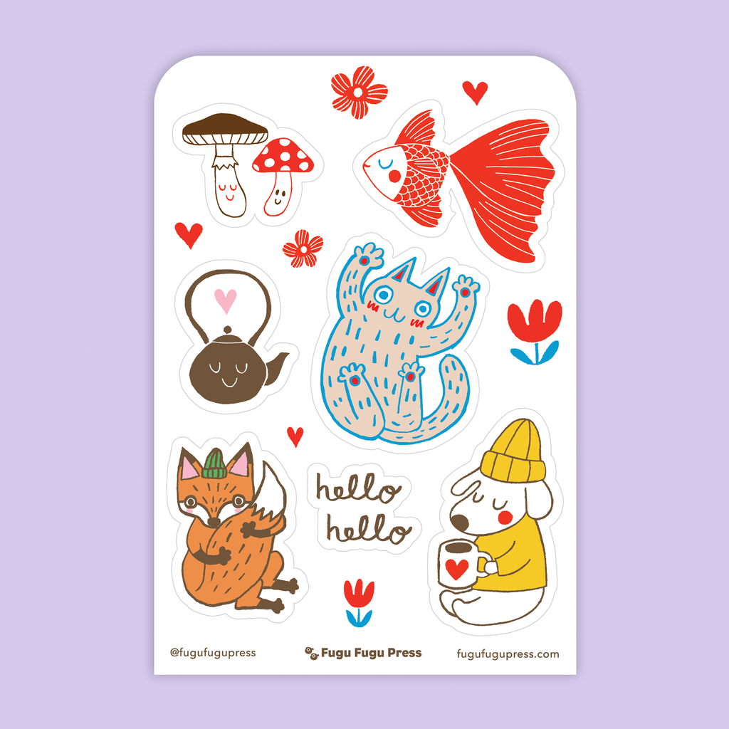 Card & Sticker Sheet Set - Fox Birthday