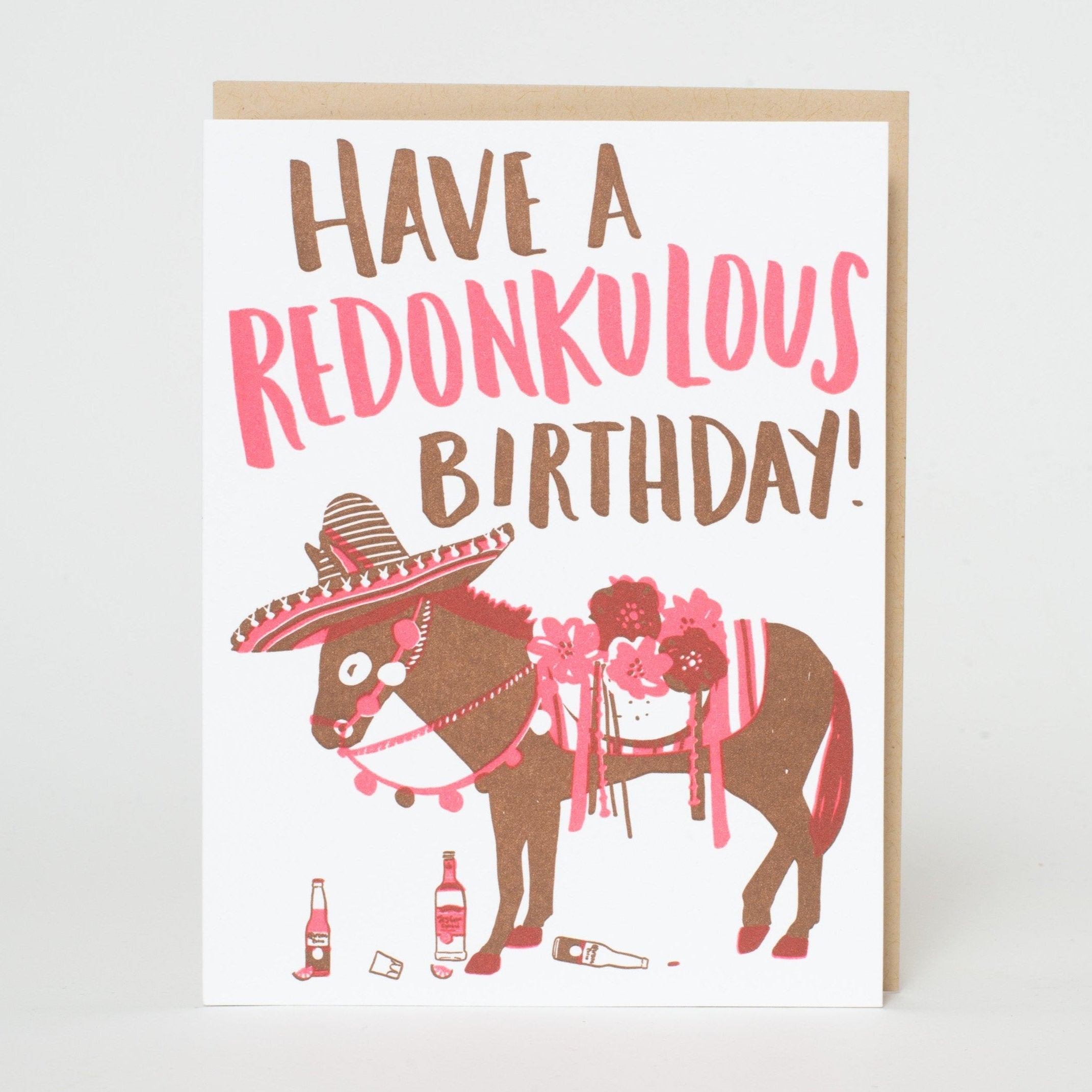 Redonkulous Donkey Birthday Letterpress Greeting Card