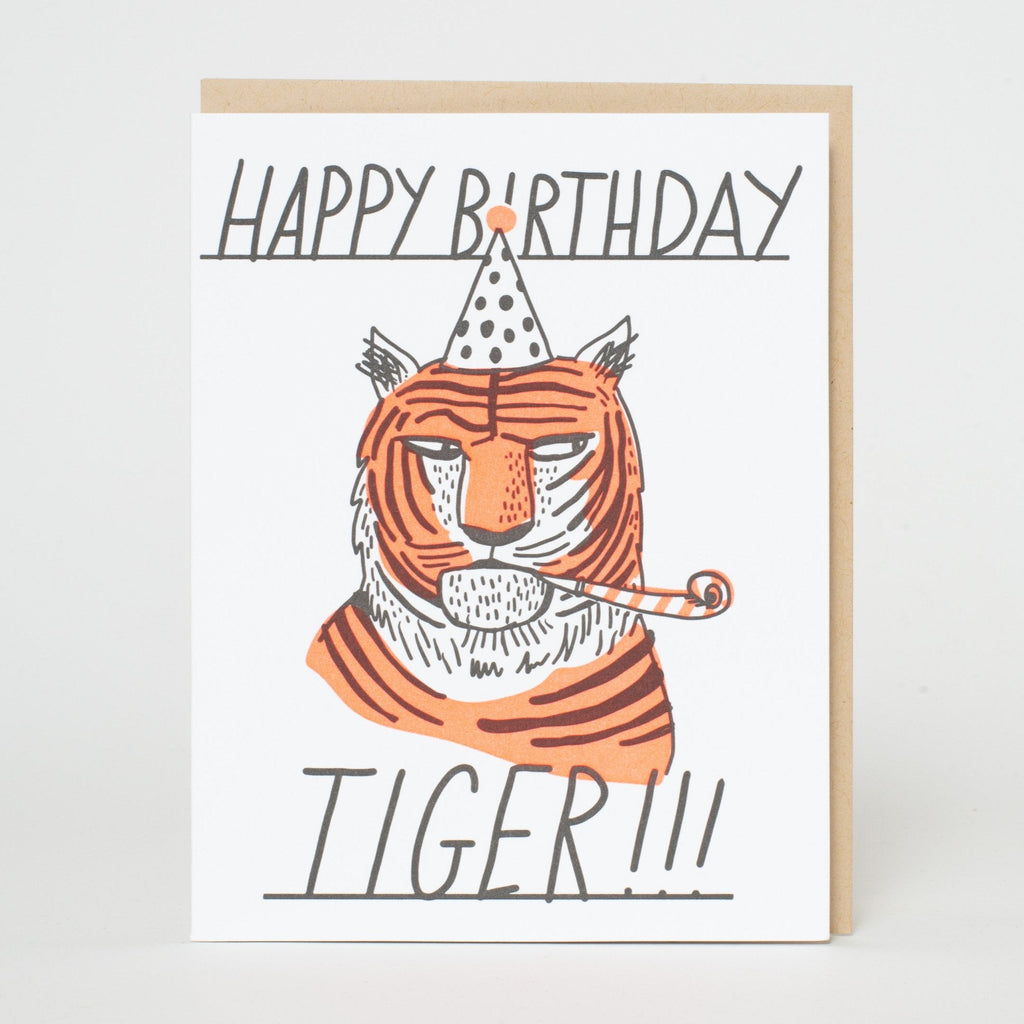 Tiger Side Eye Birthday Letterpress Greeting Card