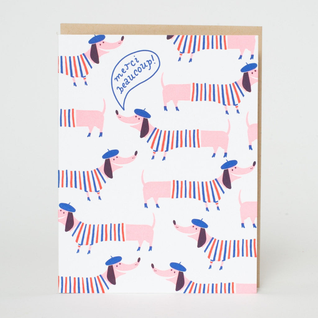 Merci Frenchie Thank You Letterpress Greeting Card