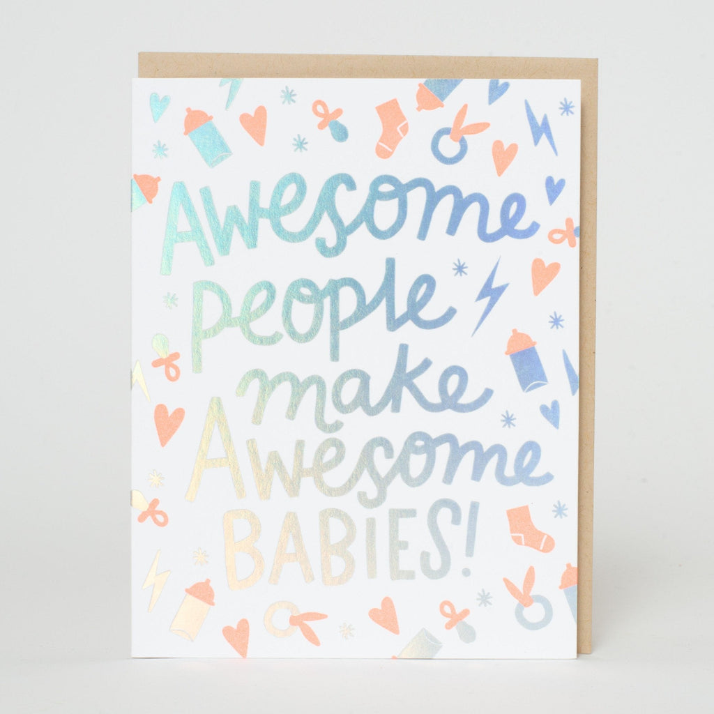 Awesome New Baby Letterpress Greeting Card
