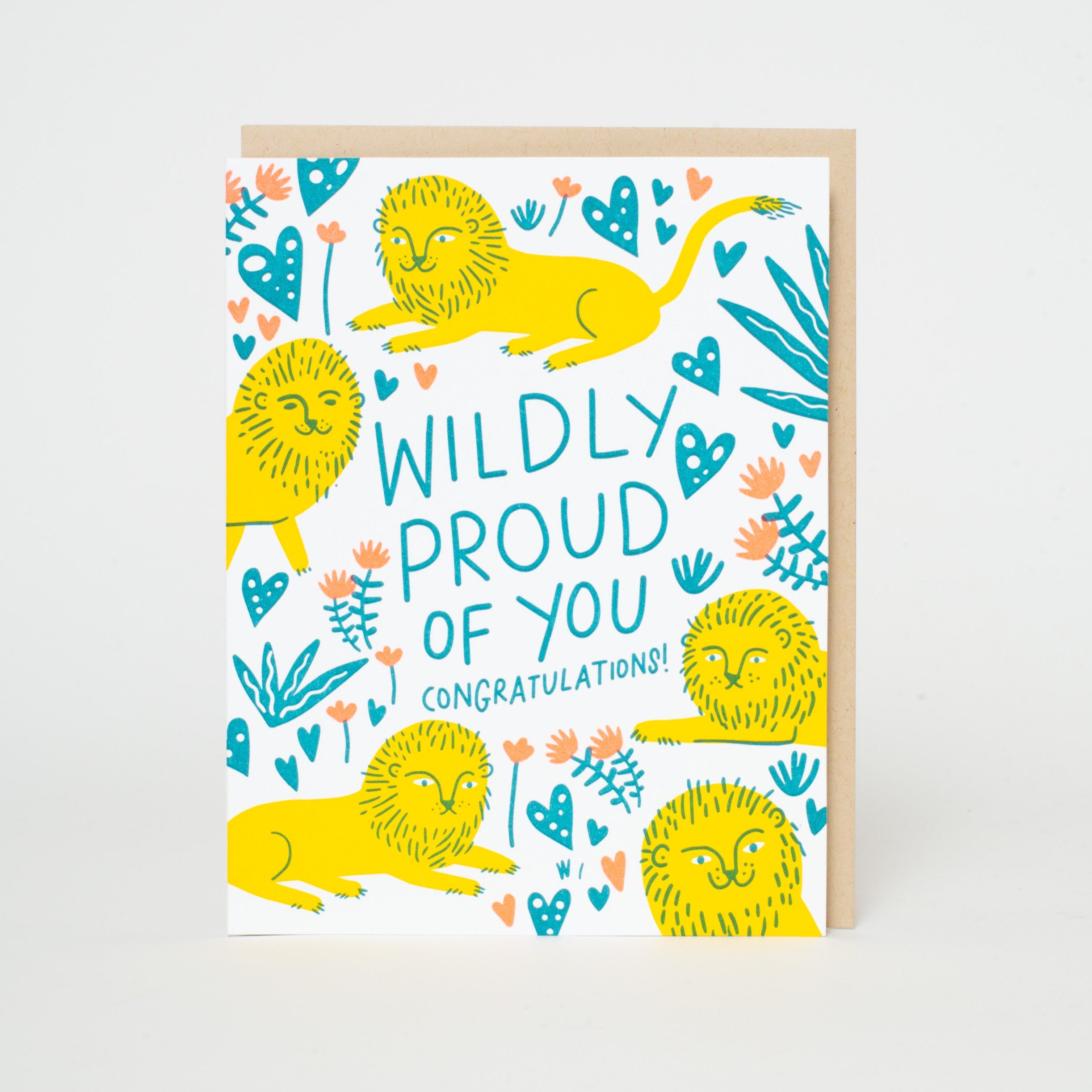 Wildly Proud Lions Congrats Letterpress Greeting Card
