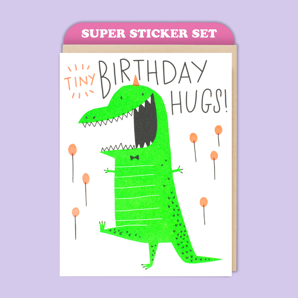 Card & Sticker Sheet Set - Dino Bday Hugs