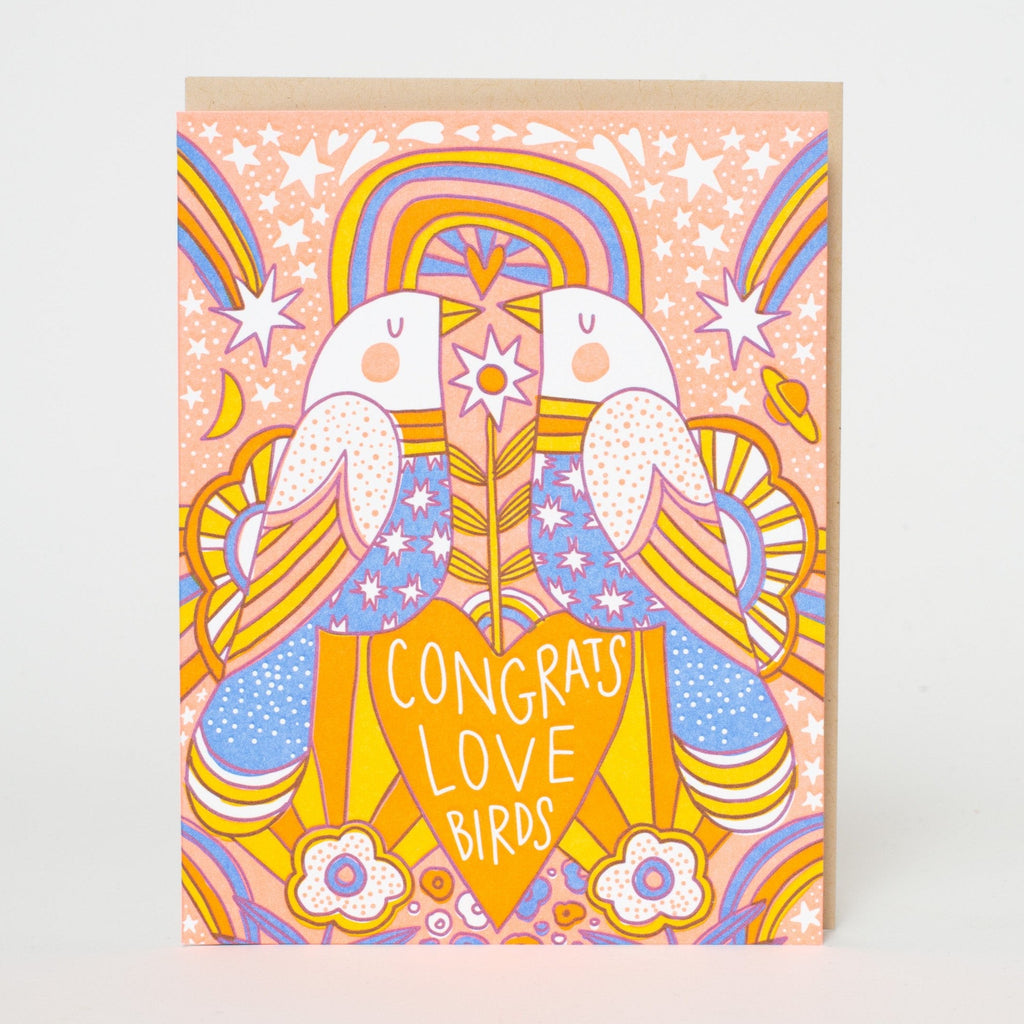 Love Birds Wedding Letterpress Greeting Card