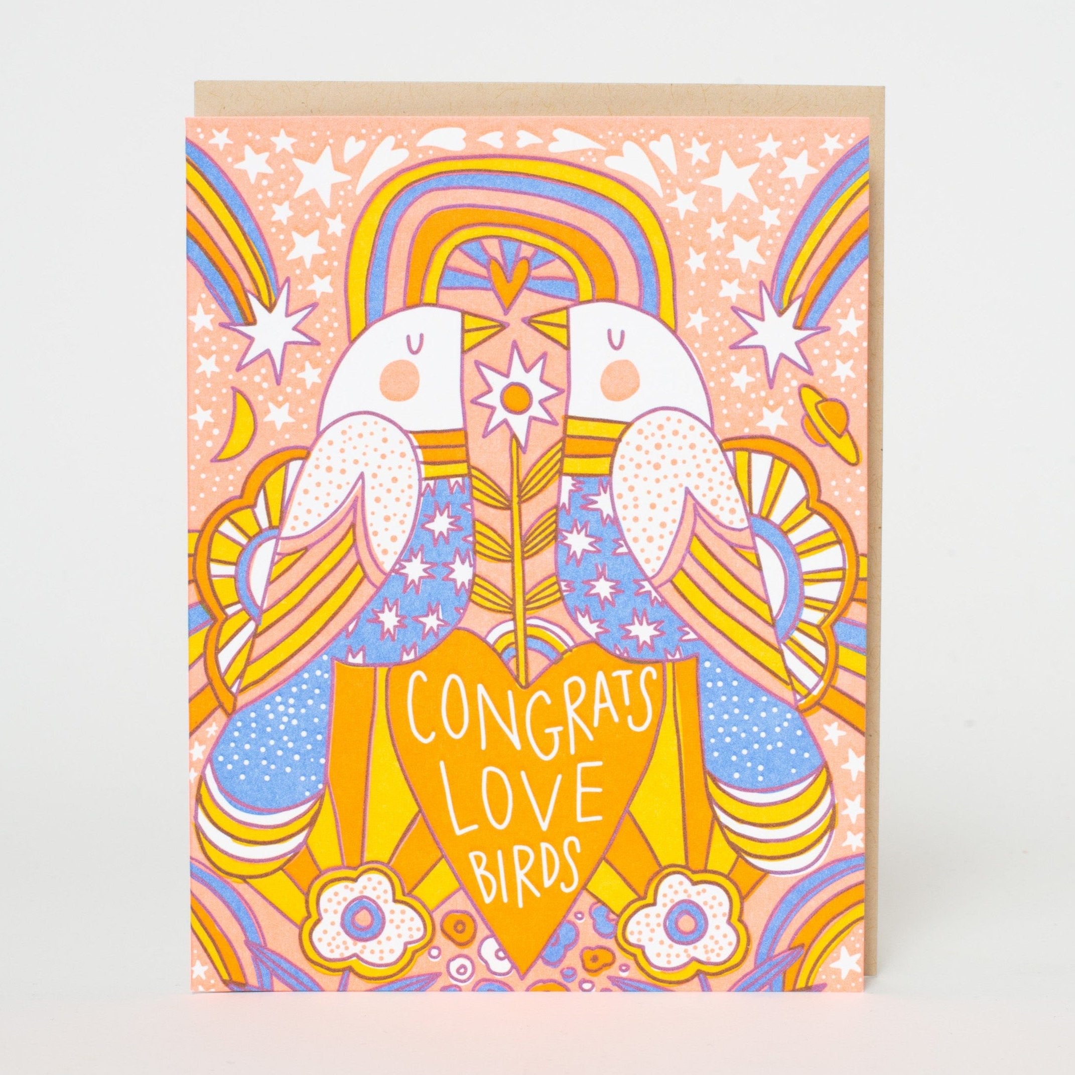 Love Birds Wedding Letterpress Greeting Card