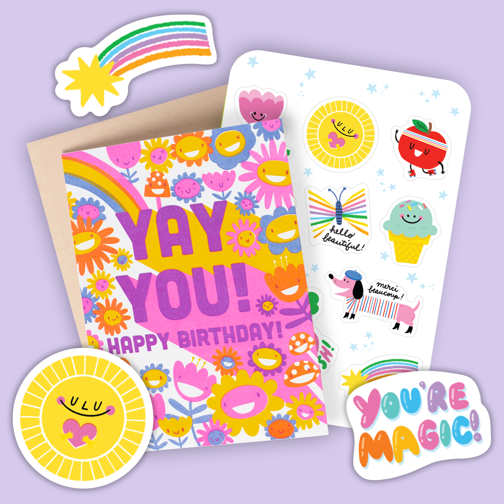 Card & Sticker Sheet Set - Yay You Bday