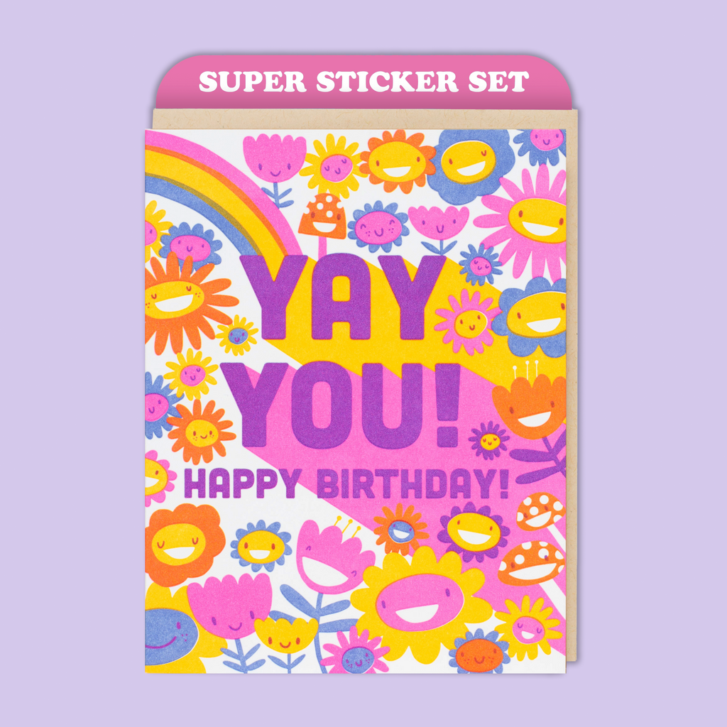 Card & Sticker Sheet Set - Yay You Bday