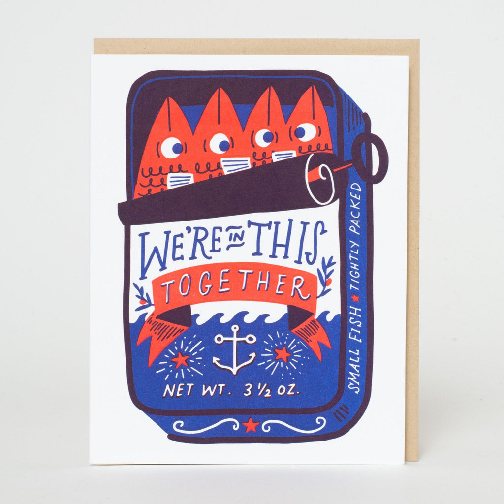 In This Together Sardines Letterpress Greeting Card